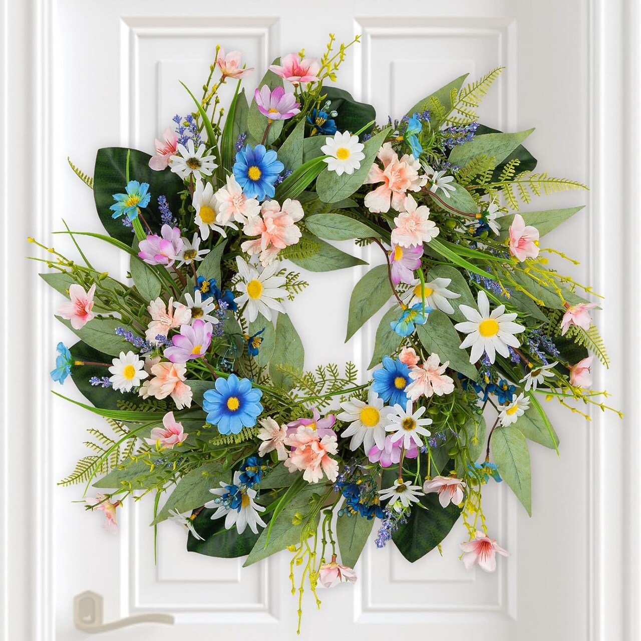 20" Eucalyptus Spring Wreath – Lush Greenery for Front Door, Home & All-Season Décor